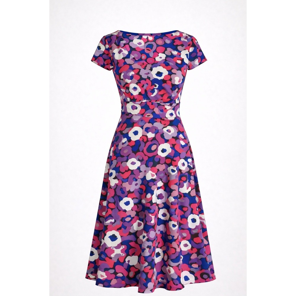Boden Women's 6R Marina Poppy Jersey Knit Abstract Floral Stretch Spring Dress